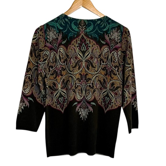 Talbots Audrey 100% Cashmere Sweater Paisley Size Large EUC - Picture 4 of 7